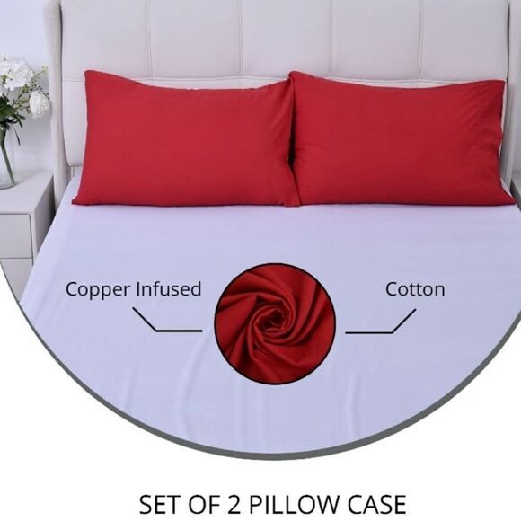 Home Smart copper infused pillowcase set of two queen 20 x 30“ in color red. - Picture 2 of 5